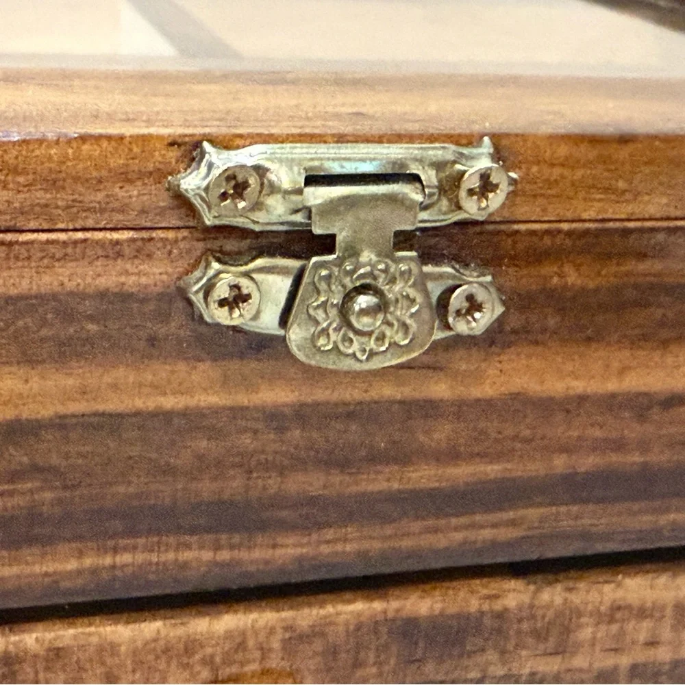 Wooden Brown Glass Jewelry Watch Box With Shelf Organizer